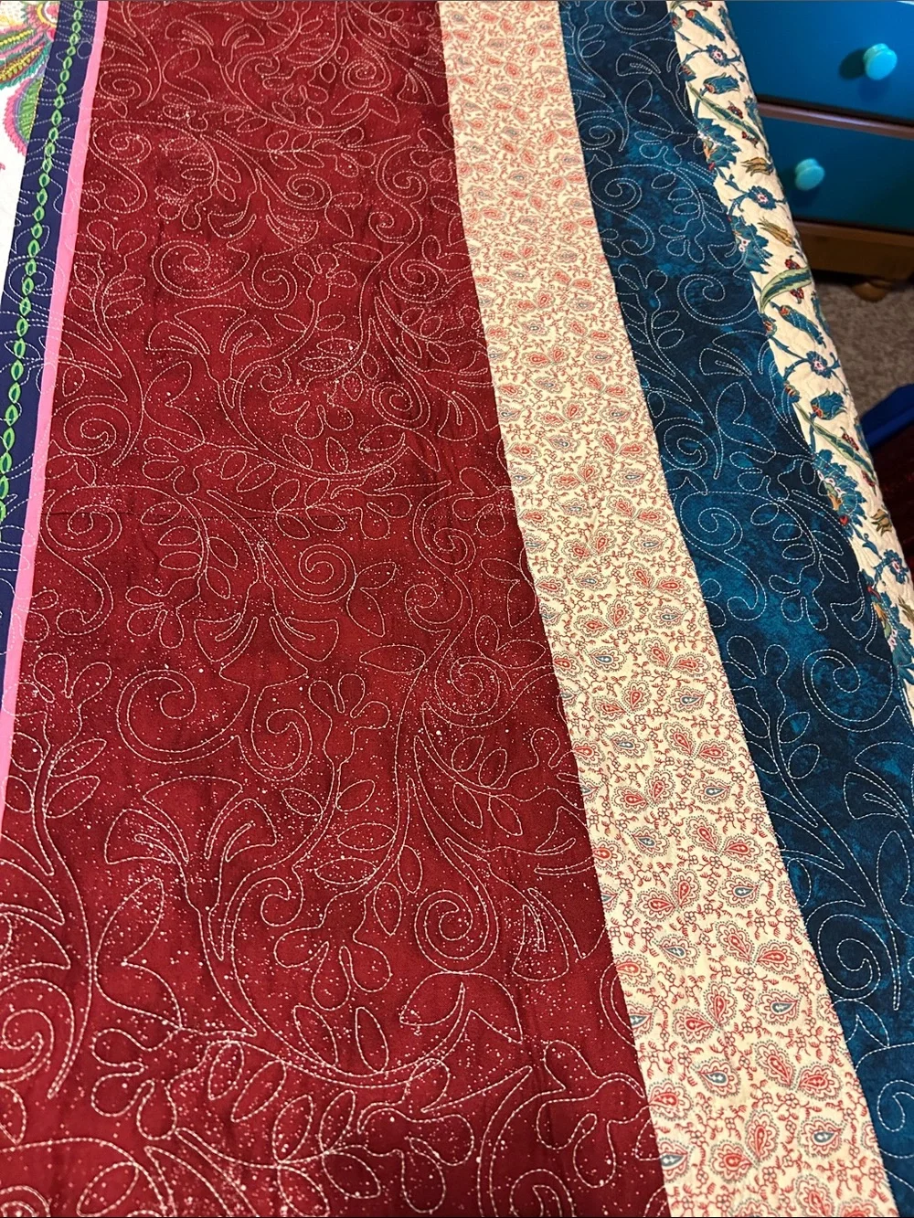 ONE OF A KIND- HANDCRAFTED Multicolor Paisley Panel Quil
